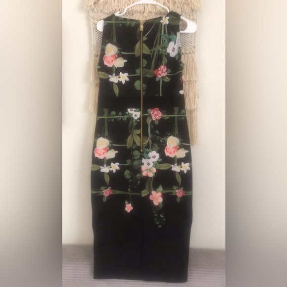 Ted Baker Kacied Secret Trellis Dress Black Floral Sleeveless size 4 Large - Picture 7 of 9